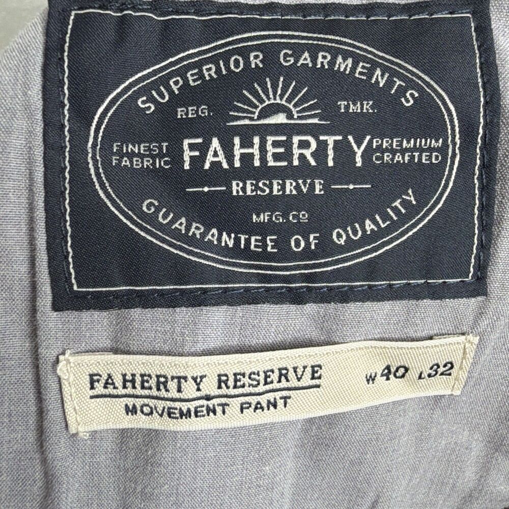 Faherty Movement 5-Pocket Pant Spring Quartz 40 Coolmax Stretch Organic Cotton - Picture 8 of 11